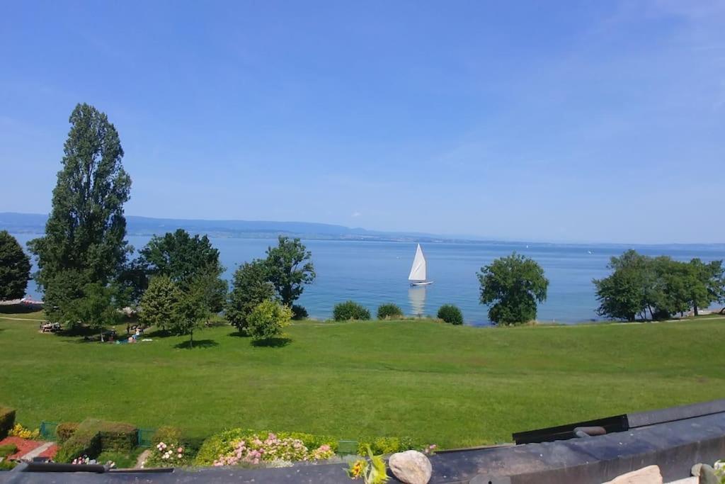 Lakefront. Appartement Pieds Dans L'Eau. View And Direct Access To The Lake. Anthy-sur-Leman Exteriör bild